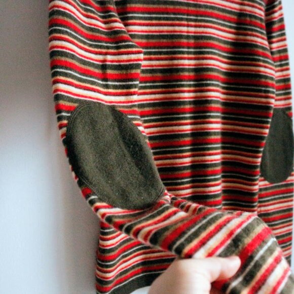 Striped Fuzzy Sweater with Elbow Patches - Picture 3 of 3